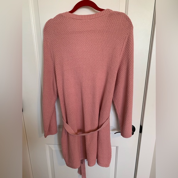 New Dressbarn pink dusty rose cardigan sweater belted sz 1X - Picture 2 of 4